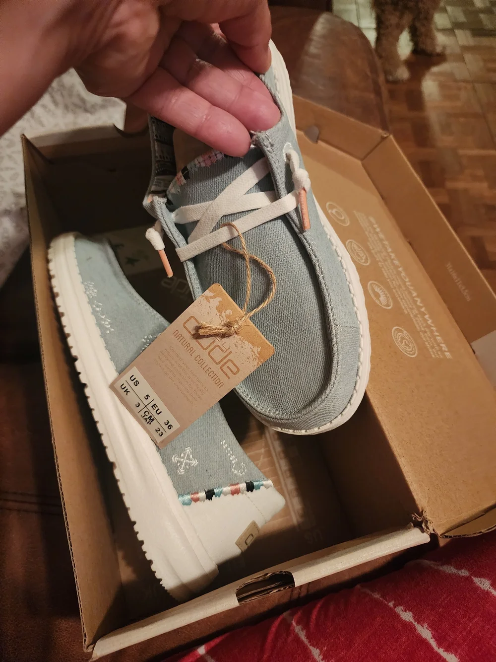 Hey Dude Light Blue Canvas Slip-On Athletic Shoes
